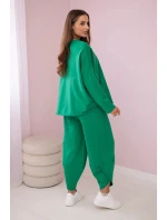 Bavlnená mikina nohavice set zelená