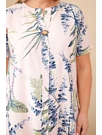 Dámske plus veľkosť viskózové šaty s krátkymi rukávmi a výstrihom na gombíky Powder Pink