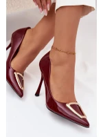 Lakierowane Szpilki Ze Złotym Detalem Bordowe Paivelle