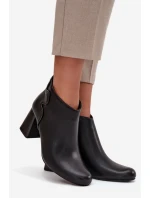 Skórzane Botki Ocieplane Na Słupku Czarne Ivessara