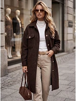 Dlhý dámsky kabát z čokoládovo hnedej ovčej kožušiny FashionStreet NY0802