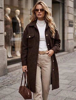Dlhý dámsky kabát z čokoládovo hnedej ovčej kožušiny FashionStreet NY0802