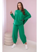 Bavlnená mikina nohavice set zelená