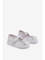 Dziecięce Balerinki Z Kokardką Srebrne Amirinas