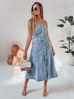 Džínsové midi šaty s opaskom SUMMER SKY blue FashionStreet EY2585