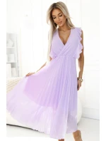 315-7 EMILY plisované šaty s volánmi a výstrihom - farba CHRISTMAS 315-7 EMILY plisované šaty s volánmi a výstrihom - farba CHRISTMAS