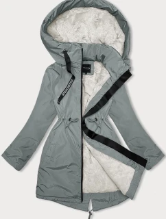 Dámska zimná bunda s kapucňou Miss TiTi svetlozelená (H-3832)