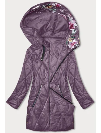 Fialová dámska bunda s ozdobnou kapucňou (B8215-71) Fialová dámska bunda s ozdobnou kapucňou (B8215-71)
