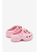 Klapki Dziecięce Dziewczęce Piankowe Z Kokardką I Ozdobami Różowe Selvana