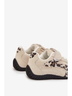Dětské sportovní boty na suchý zip béžové s leopardem Perrin