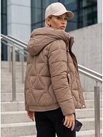 Dámska zimná prešívaná bunda s kapucňou, béžová, FashionStreet TY5941