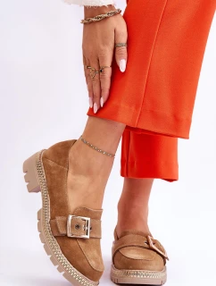 Módne semišové mokasíny dark beige Eloisa