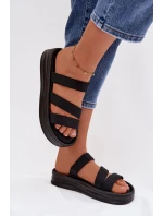 Materiálové dámské pantofle na platformě s pásky Černé Liorine