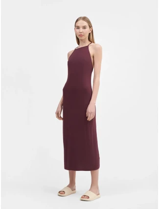 Dámske maxi šaty 4FSS23TDREF050 tmavo fialové - 4F Dámske maxi šaty 4FSS23TDREF050 tmavo fialové - 4F