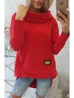 Mikina s dlhým chrbtom a kapucňou červená