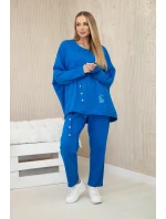 Bavlnená tepláková súprava Oversize + nohavice chrpová modrá