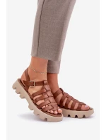 Skórzane Sandały Damskie Zazoo 3695 Camel
