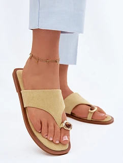 Dámské ploché žabky s ozdobným detailem Žluté Fedira