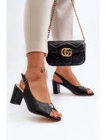 Elegantné sandále na vysokom podpätku so zdobením, Black Trasea