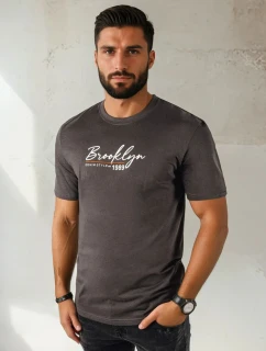Pánske tmavosivé tričko s potlačou FashionStreet RX5404