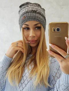 Čiapka s fleecom Patrycja K254 čierna+sivá