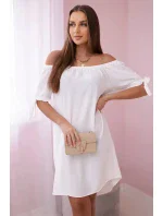 Šaty viazané na rukávy biele