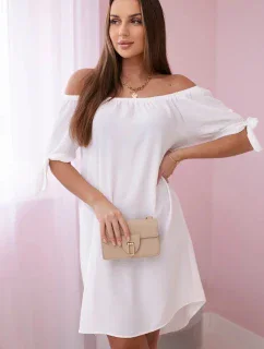 Šaty viazané na rukávy biele