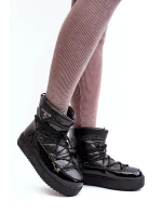 Damskie Śniegowce Na Platformie Z Wiązaniem Czarne Fleure