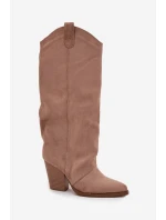 Ocieplane Kozaki Kowbojki Na Słupku Z Eko Zamszu Beżowe Mavine