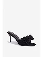 Dámske lodičky na podpätku s mašľou a imitáciou semišu Black Magnolia Dámske lodičky na podpätku s mašľou a imitáciou semišu Black Magnolia
