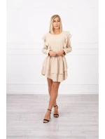 Šaty so zvislými volánmi béžovej