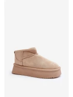 Damskie Śniegowce Na Grubej Podeszwie Beżowe Caliksa