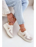 Eko Skórzane Sneakersy Damskie Na Platformie Beżowe Goriette