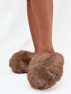 Futrzane Kapcie Damskie Brązowe Iseline
