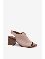 Kožené semišové sandále na podpätku so šnurovaním Zazoo 40523 Light Beige Kožené semišové sandále na podpätku so šnurovaním Zazoo 40523 Light Beige