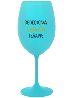 DĚDEČKOVA TEKUTÁ TERAPIE - tyrkysová sklenice na víno 350 ml