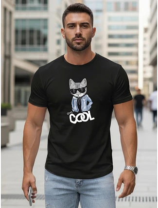 Pánske tričko Stay COOL s potlačou čierne FashionStreet NX5018R Pánske tričko Stay COOL s potlačou čierne FashionStreet NX5018R