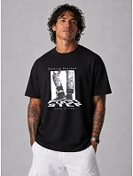 Pánske bavlnené tričko nadrozmernej veľkosti s čiernou potlačou FashionStreet NX1022R Pánske bavlnené tričko nadrozmernej veľkosti s čiernou potlačou FashionStreet NX1022R