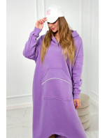 Zateplené šaty s kapucňou fialka