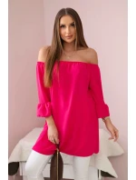 Španielska blúzka s volánikmi na rukáve fuchsiová