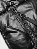 Čierna prešívaná zimná bunda s kapucňou Way Mode (9837#)