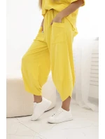 Súprava bavlnená blúzka + nohavice žltá