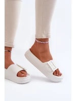 Damskie Piankowe Klapki Na Platformie Z Klamrą Big Star NN274A661 Białe