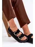 Sandały Damskie Z Klamrami Czarne Seladith