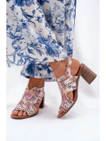 Ażurowe Sandały Damskie Na Słupku Multikolor Tosine