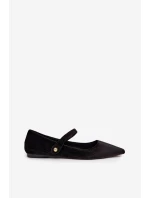 Sametové baleríny s páskem a zlatým detailem černé Gisanne