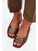 Elegantné sandále na podpätku z prírodného semišu D&A CE61-3127 Brown Elegantné sandále na podpätku z prírodného semišu D&A CE61-3127 Brown