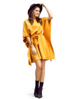 Dámske šaty so zaväzovaním v páse Numoco SOFIA - žlté