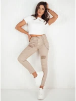 Dámske džínsové nohavice ALEX dark beige FashionStreet UY1876 Dámske džínsové nohavice ALEX dark beige FashionStreet UY1876