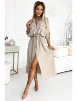 531-1 Midi košeľa so zlatými gombíkmi a kravatou - BEACH 531-1 Midi košeľa so zlatými gombíkmi a kravatou - BEACH